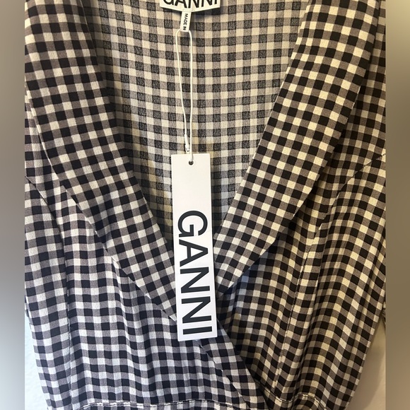 NWT..GANNI Check Gingham Print Wrap Dress Size 32 - Picture 15 of 15